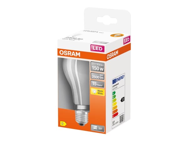 OSRAM LED Retrofit CLASSIC A - LED-glödlampa med filament - form: A70 - E27 - 17 W (motsvarande 150 W) - klass D - varmt vitt ljus - 2700 K