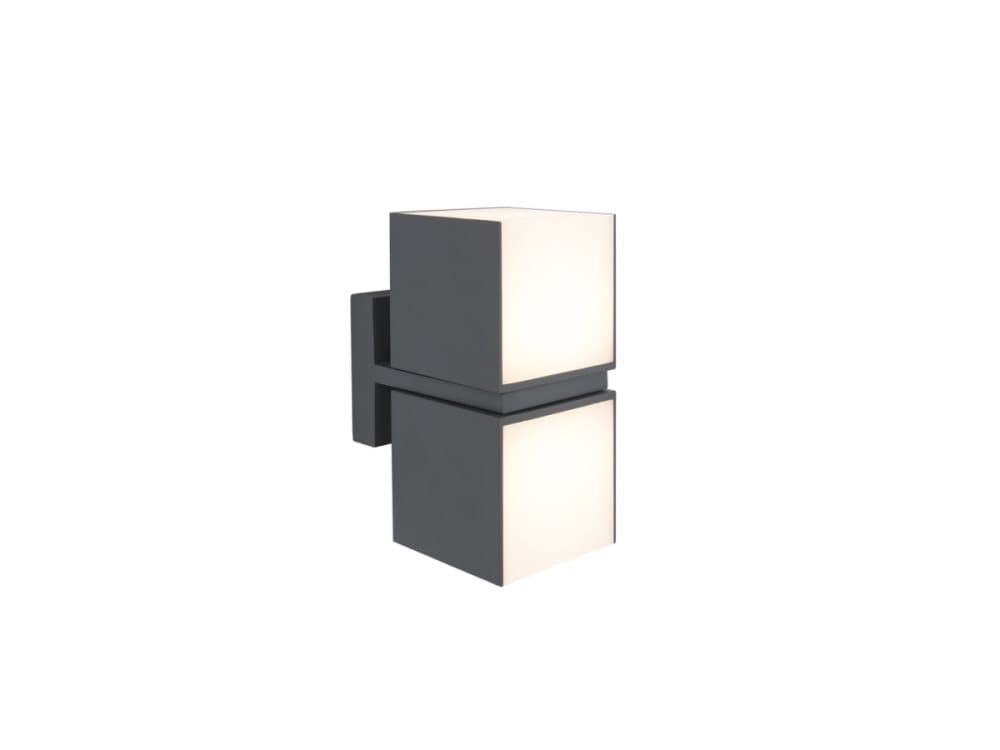 LUTEC CUBA, Utomhus vägglampa, Grå, Aluminium, Polykarbonat (PC), IP54, Fasad, I