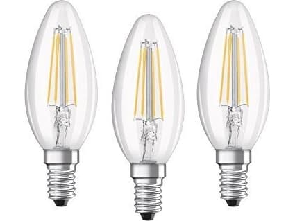OSRAM - LED-filamentlyspære - form: B35 - klar finish - E14 - 4 W (ekvivalent 40 W) - klasse E - varmt hvitt lys - 2700 K (en pakke 3)