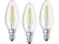 Miniatyrbilde 3 av 5: OSRAM - LED-filamentlyspære - form: B35 - klar finish - E14 - 4 W (ekvivalent 40 W) - klasse E - varmt hvitt lys - 2700 K (en pakke 3)