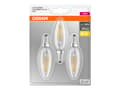 Miniatyrbilde 1 av 5: OSRAM - LED-filamentlyspære - form: B35 - klar finish - E14 - 4 W (ekvivalent 40 W) - klasse E - varmt hvitt lys - 2700 K (en pakke 3)