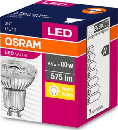 OSRAM 4058075096646 LED (RGB)-lampa EEK F (A - G) GU10 Reflektor 6,9 W = 80 W Varmhvid (Ø x H) 50 mm x 50 mm 1 stk