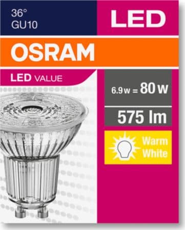 OSRAM 4058075096646 LED (RGB)-lampa EEK F (A - G) GU10 Reflektor 6,9 W = 80 W Varmhvid (Ø x H) 50 mm x 50 mm 1 stk