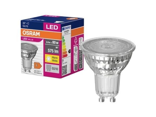 OSRAM 4058075096646 LED (RGB)-lampa EEK F (A - G) GU10 Reflektor 6,9 W = 80 W Varmhvid (Ø x H) 50 mm x 50 mm 1 stk