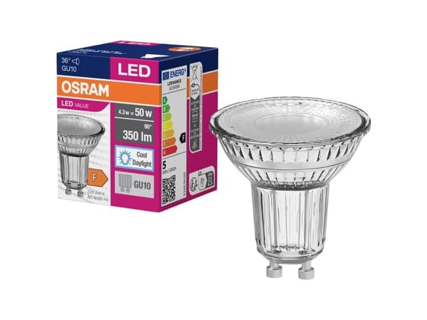 OSRAM 4058075817715 LED (RGB)-lampa EEK F (A - G) GU10 Reflektor 4,3 W = 50 W Cool White (Ø x H) 50 mm x 50 mm 1 st