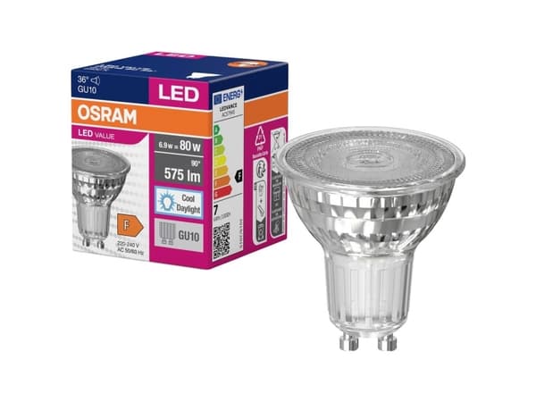 OSRAM 4058075096684 LED (RGB)-lampa EEK F (A - G) GU10 Reflektor 6,9 W = 80 W Cool White (Ø x H) 50 mm x 50 mm 1 st