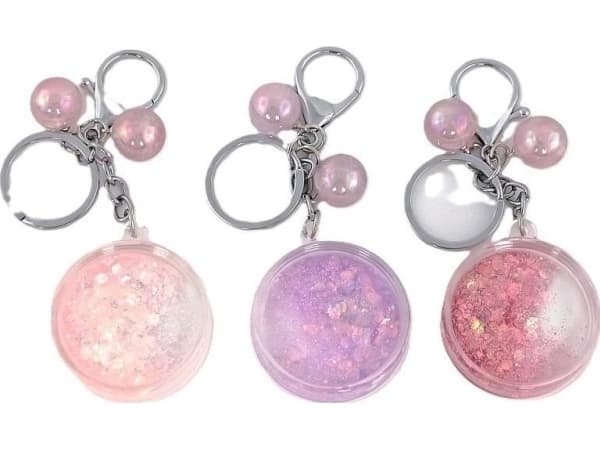 Adar Nøkkelring Nøkkelring sirkel med vann og glitter p12 mix 512481 pris for 1 stk.