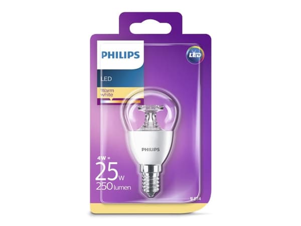 Philips Kronljus och klot, 4 W, 25 W, E14, 250 LM, 15000 h, Varmvitt
