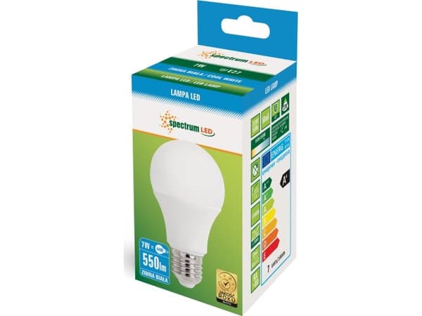 Spectrum LED GLS E27, 230V, 7W, CW (WOJ13899)