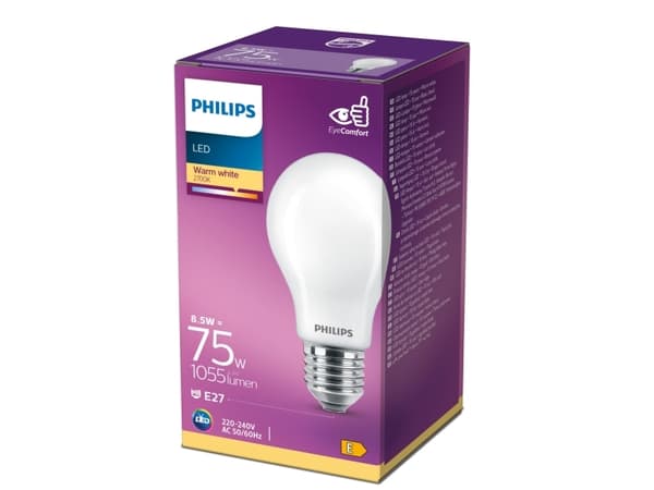 Philips 8718696705551, 8,5 W, 75 W, E27, 1055 lm, 15000 h, varm hvit