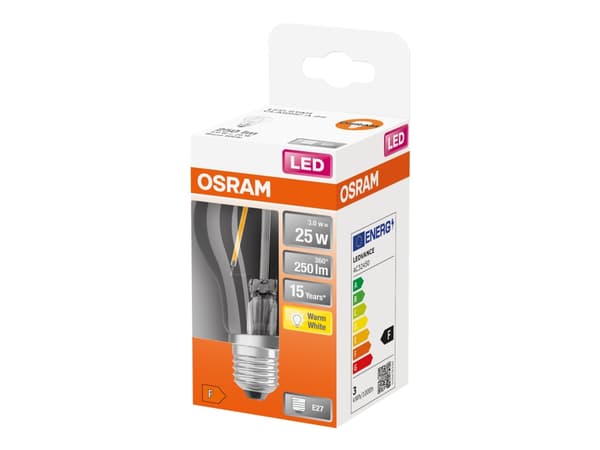 OSRAM LED STAR - LED hehkulamppu - muoto: A60 - kirkas viimeistely - E27 - 2,5 W (vastaa 25 W) - luokka F - lämmin valkoinen valo - 2700 K