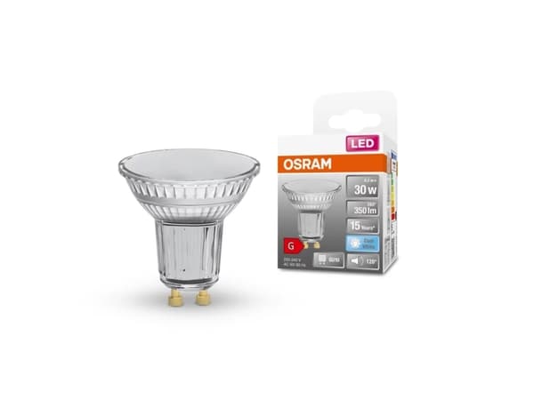 OSRAM STAR - LED-spotlight - form: PAR16 - GU10 - 4.3 W (motsvarande 50 W) - klass G - svalt vitt ljus - 4000 K