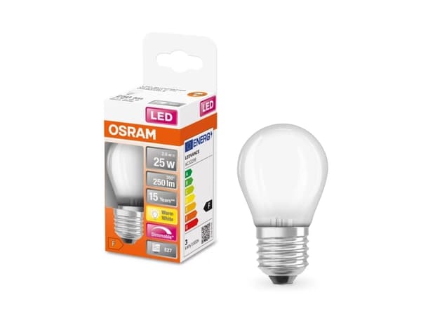 OSRAM LED SUPERSTAR - LED hehkulamppu - muoto: P45 - himmeä viimeistely - E14 - 2,8 W (vastaa 25 W) - luokka F - lämmin valkoinen valo - 2700 K