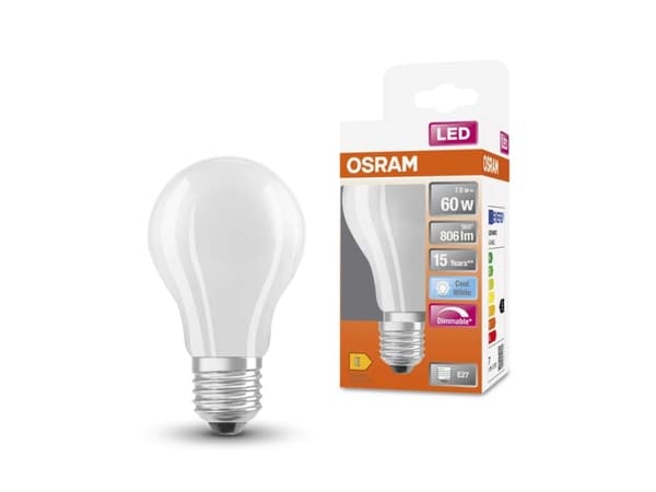OSRAM LED SUPERSTAR - LED hehkulamppu - muoto: A60 - E27 - 6,5 W (60 W vastaava) - luokka F - viileän valkoinen valo - 4000 K