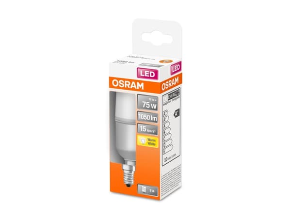 OSRAM LED STAR - LED-lyspære - form: stav - mattslipt finish - E14 - 9 W (ekvivalent 75 W) - klasse E - varmt hvitt lys - 2700 K