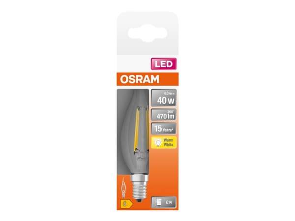 OSRAM LED STAR - LED-glödlampa med filament - form: BA35 - klar finish - E14 - 4 W (motsvarande 40 W) - klass E - varmt vitt ljus - 2700 K