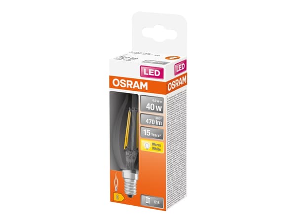 OSRAM LED STAR - LED-glödlampa med filament - form: BA35 - klar finish - E14 - 4 W (motsvarande 40 W) - klass E - varmt vitt ljus - 2700 K