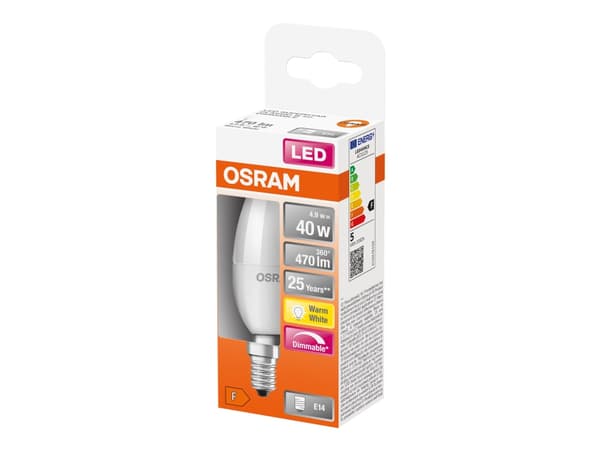 OSRAM LED SUPERSTAR - LED-lamppu - muoto: B35 - himmeä pinta - E14 - 4,9 W (vastaa 40 W) - luokka F - lämpimän valkoinen valo - 2700 K