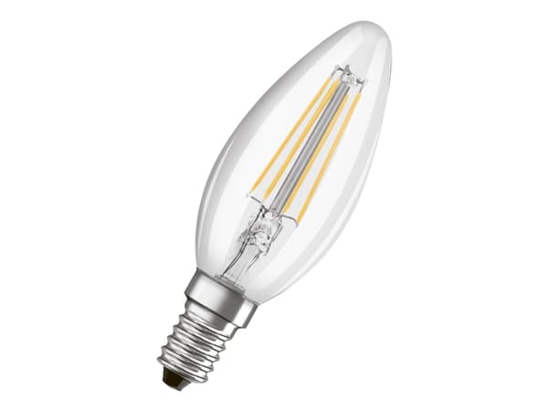 OSRAM LED STAR+ - LED-glödlampa med filament - form: B35 - klar finish - E14 - 4 W (motsvarande 40 W) - klass E - varmt vitt ljus - 2700 K