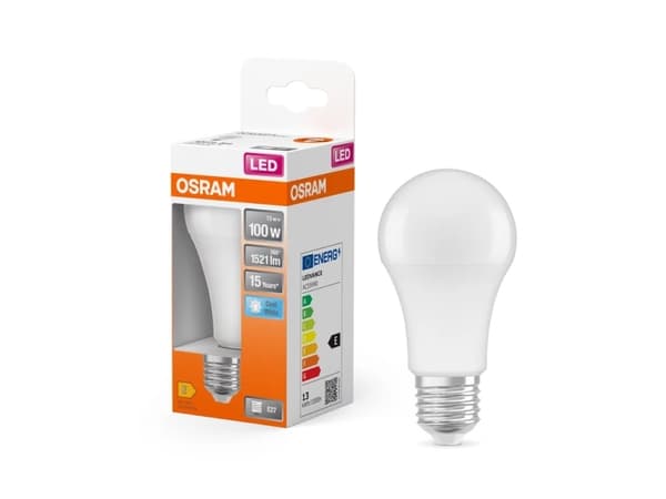 OSRAM - LED-glödlampa - form: A60 - glaserad finish - E27 - 13 W (motsvarande 100 W) - klass E - svalt vitt ljus - 4000 K