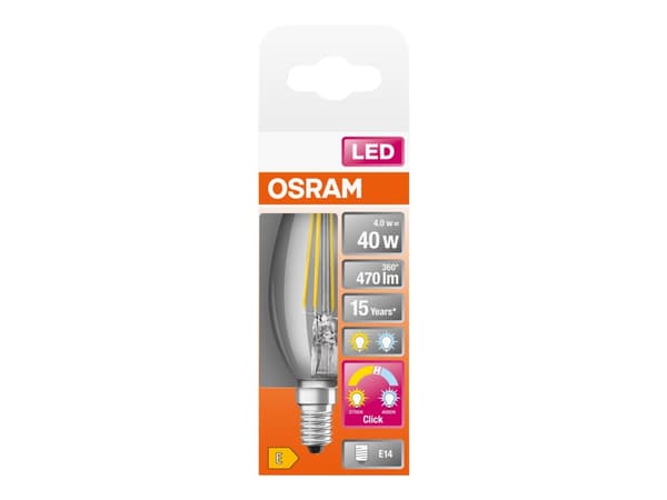 OSRAM STAR+ Relax and Active - LED-glödlampa med filament - form: B40 - klar finish - E14 - 4 W (motsvarande 40 W) - klass E - kallt vitt/varmt vitt