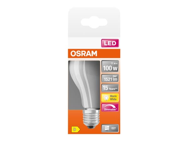 OSRAM LED SUPERSTAR - LED-filamentlyspære - form: A60 - mattslipt finish - E27 - 11 W (ekvivalent 100 W) - klasse D - varmt hvitt lys - 2700 K