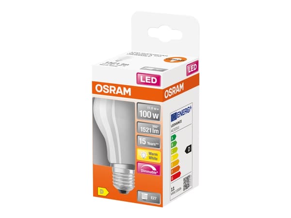 OSRAM LED SUPERSTAR - LED-filamentlyspære - form: A60 - mattslipt finish - E27 - 11 W (ekvivalent 100 W) - klasse D - varmt hvitt lys - 2700 K