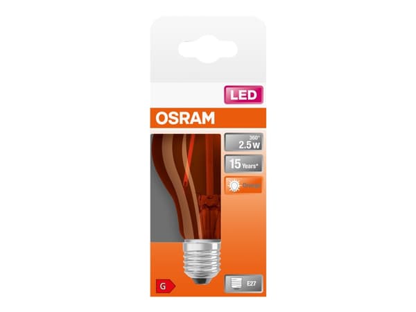 OSRAM LED STAR Décor Classic A - LED-glödlampa - form: A60 - E27 - 2.5 W (motsvarande 15 W) - klass G - orange lampa - 1500 K