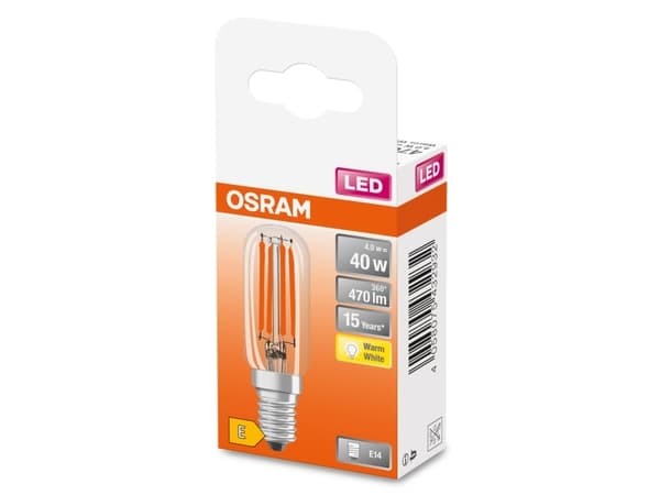 OSRAM SPECIAL - LED-filamentlyspære - form: T26 - E14 - 4 W (ekvivalent 40 W) - klasse E - varmt hvitt lys - 2700 K