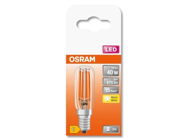 OSRAM SPECIAL - LED-filamentlyspære - form: T26 - E14 - 4 W (ekvivalent 40 W) - klasse E - varmt hvitt lys - 2700 K