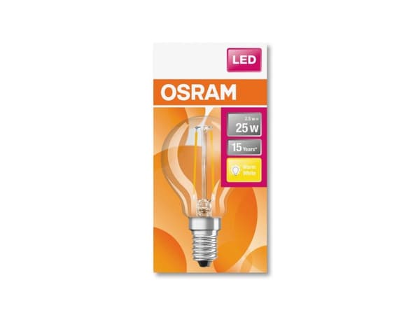 OSRAM STAR CLASSIC P - LED hehkulamppu - muoto: P45 - kirkas viimeistely - E14 - 2,5 W (vastaa 25 W) - luokka F - lämpimän valkoinen valo - 2700 K