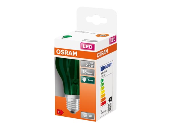 Osram STAR, 4 W, 7 W, E27, 45 lm, 15000 h, Vihreä