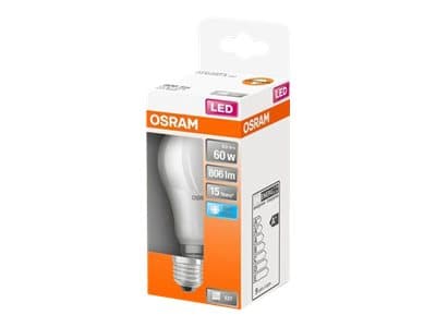 OSRAM LED STAR Classic A - LED-glödlampa - form: A60 - glaserad finish - E27 - 8.5 W (motsvarande 60 W) - klass F - svalt vitt ljus - 4000 K