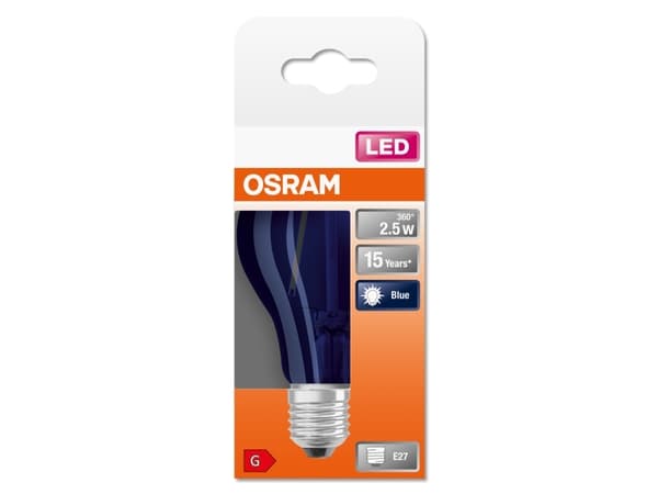 OSRAM - LED-glödlampa med filament - form: A60 - E27 - 2.5 W (motsvarande 4 W) - klass G - blått ljus - 9000 K