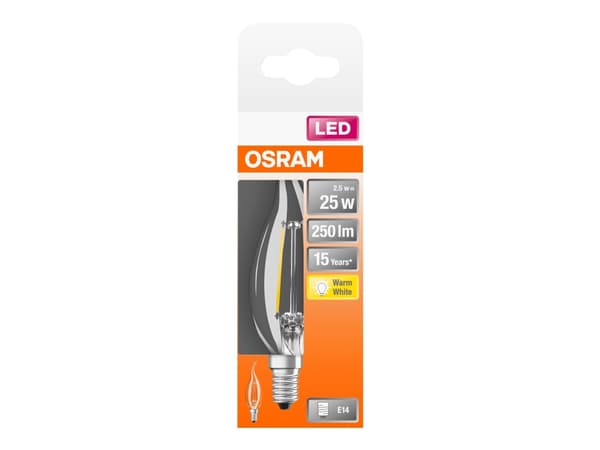 OSRAM LED STAR - LED-glödlampa med filament - form: BA35 - klar finish - E14 - 2.5 W (motsvarande 25 W) - klass F - varmt vitt ljus - 2700 K