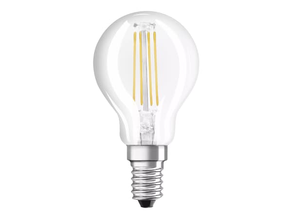OSRAM LED THREE STEP CLASSIC P - LED-glödlampa - form: P40 - klar finish - E14 - 4 W (motsvarande 40 W) - klass E - varmt vitt ljus - 2700 K