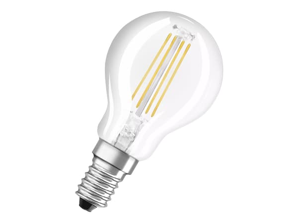 OSRAM LED THREE STEP CLASSIC P - LED-glödlampa - form: P40 - klar finish - E14 - 4 W (motsvarande 40 W) - klass E - varmt vitt ljus - 2700 K