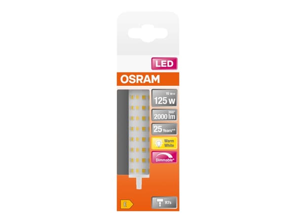 OSRAM LED LINE - LED-lyspære - form: korn - klar finish - R7s - 16 W (ekvivalent 125 W) - klasse E - varmt hvitt lys - 2700 K
