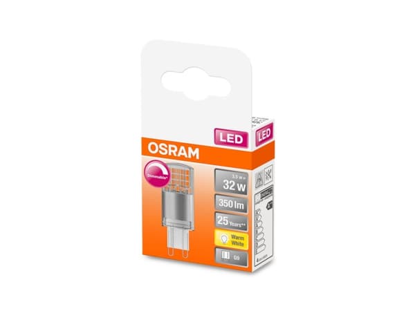 OSRAM PIN - LED-lyspære - form: T20 - klar finish - G9 - 3.5 W (ekvivalent 32 W) - klasse A++ - varmt hvitt lys - 2700 K