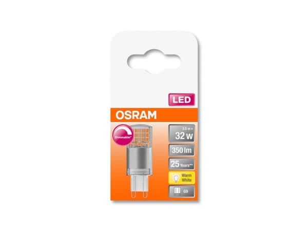OSRAM PIN - LED-lyspære - form: T20 - klar finish - G9 - 3.5 W (ekvivalent 32 W) - klasse A++ - varmt hvitt lys - 2700 K