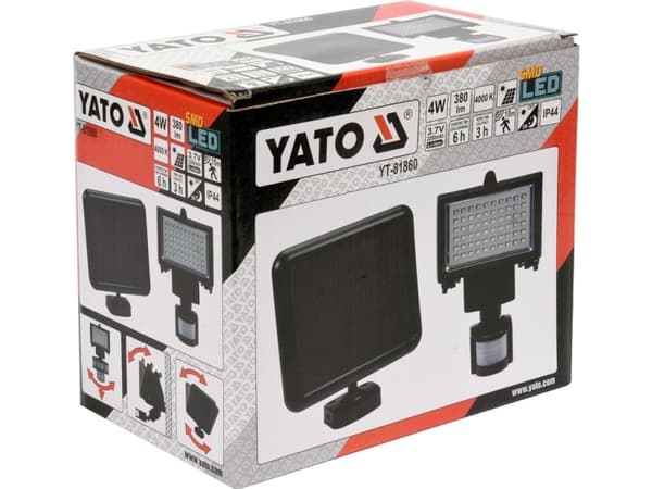 Yato YT-81860, 4 W, LED, 60 lamppu(a), 2200 mAh, Musta, Vapaasti seisova työvalo