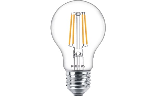 Philips - LED-glödlampa med filament - form: A60 - klar finish - E27 - 4.3 W (motsvarande 40 W) - klass F - varmt vitt ljus - 2700 K (paket om 3)