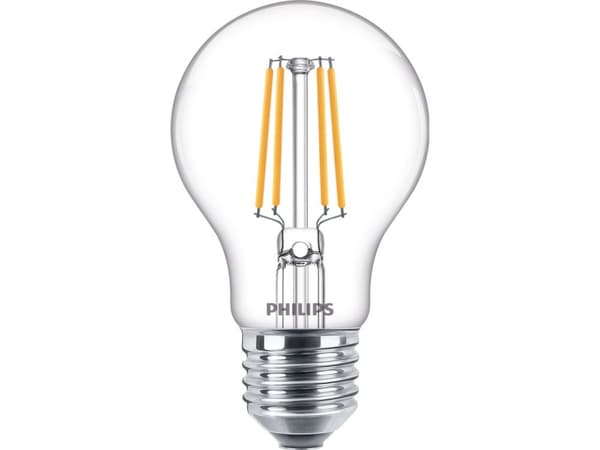 Philips - LED-glödlampa med filament - form: A60 - klar finish - E27 - 4.3 W (motsvarande 40 W) - klass F - varmt vitt ljus - 2700 K (paket om 3)