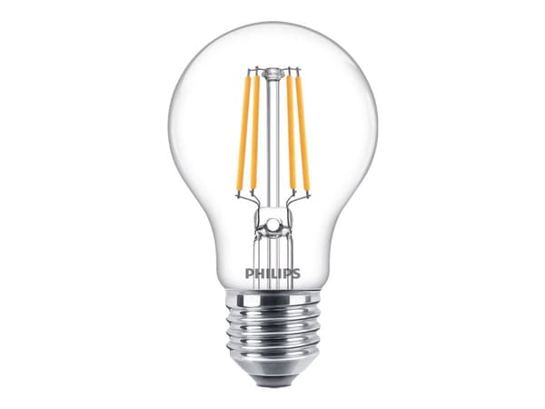 Philips - LED-glödlampa med filament - form: A60 - klar finish - E27 - 4.3 W (motsvarande 40 W) - klass F - varmt vitt ljus - 2700 K (paket om 3)