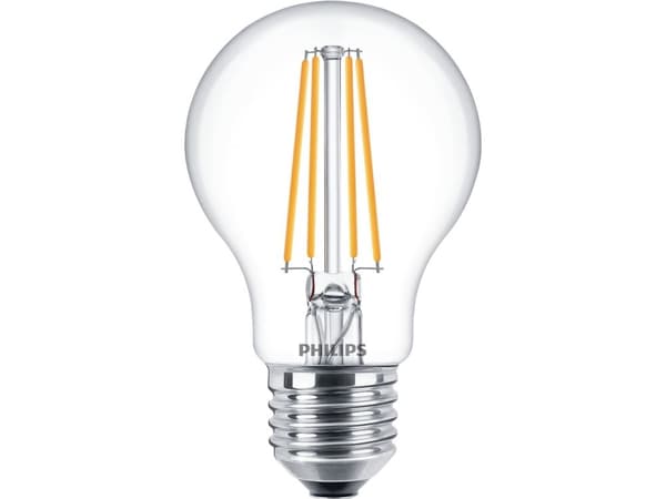 Philips - LED-filamentlyspære - form: A60 - klar finish - E27 - 7 W (ekvivalent 60 W) - klasse E - varmt hvitt lys - 2700 K (en pakke 3)