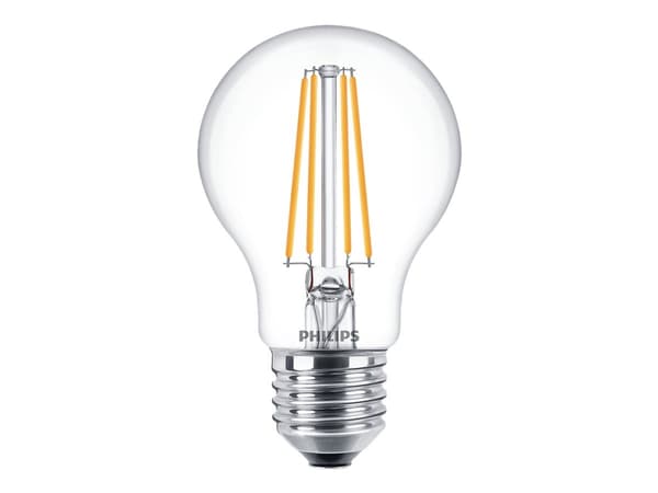 Philips - LED-filamentlyspære - form: A60 - klar finish - E27 - 7 W (ekvivalent 60 W) - klasse E - varmt hvitt lys - 2700 K (en pakke 3)