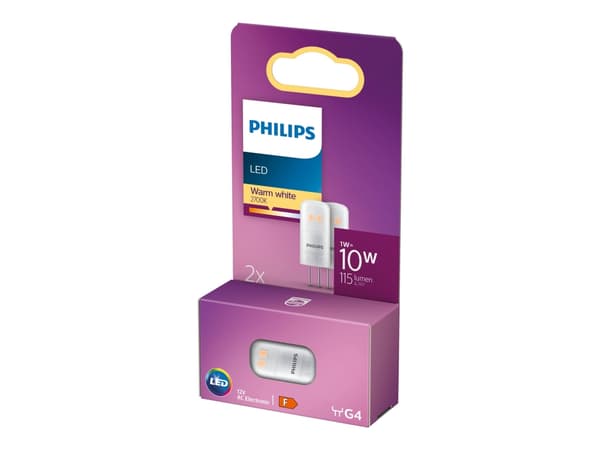 Philips - LED-spotlight - form: kapsyl - G4 - 1 W (motsvarande 10 W) - klass F - varmt vitt ljus - 2700 K