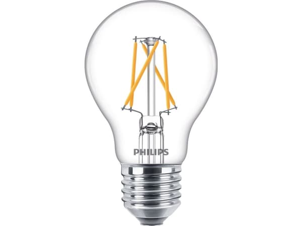 Philips LED Classic - LED-glödlampa med filament - form: A60 - E27 - 7.5 W (motsvarande 60 W) - klass F - varmvitt/flammljus - 2200/2500/2700 K - tra