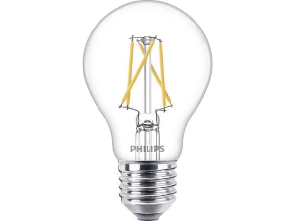 Philips LED Classic - LED-glödlampa med filament - form: A60 - E27 - 7.5 W (motsvarande 60 W) - klass F - varmvitt/flammljus - 2200/2500/2700 K - tra