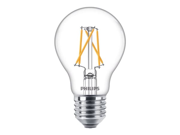 Philips LED Classic - LED-glödlampa med filament - form: A60 - E27 - 7.5 W (motsvarande 60 W) - klass F - varmvitt/flammljus - 2200/2500/2700 K - tra